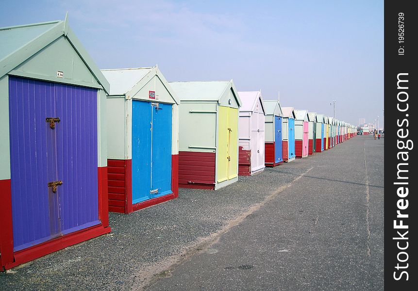 Perspective of beach huts