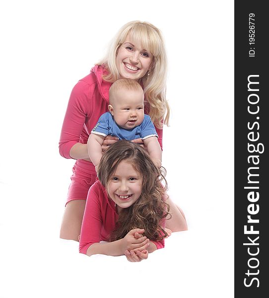 Happy family over white background