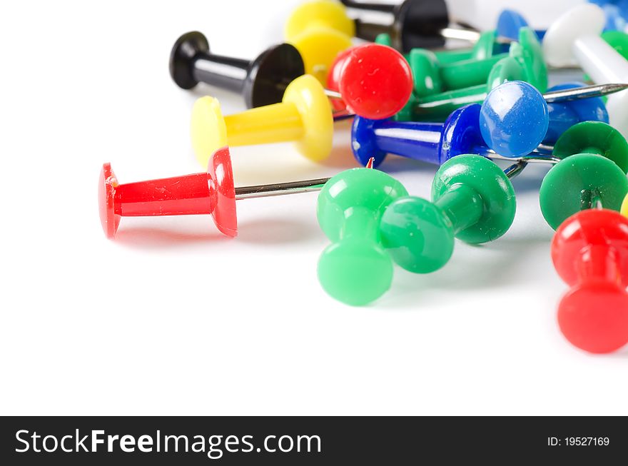 Closeup of multi-colored paper clips