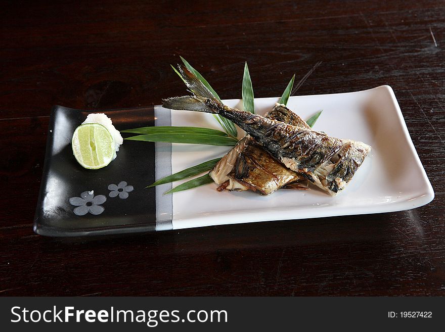 Grill fish , japanese food saba fish grill