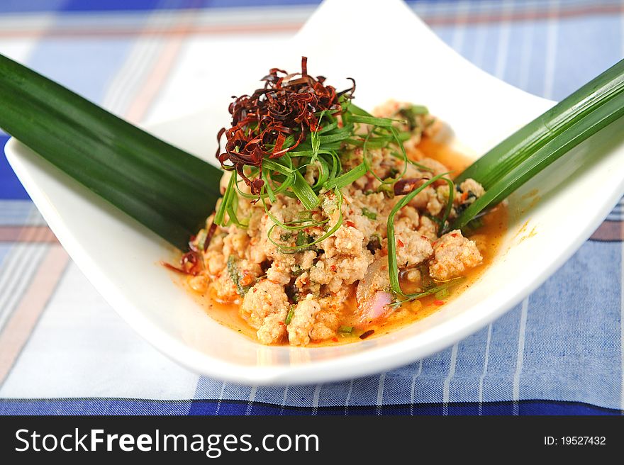 Delicious spicy pork salad thai food