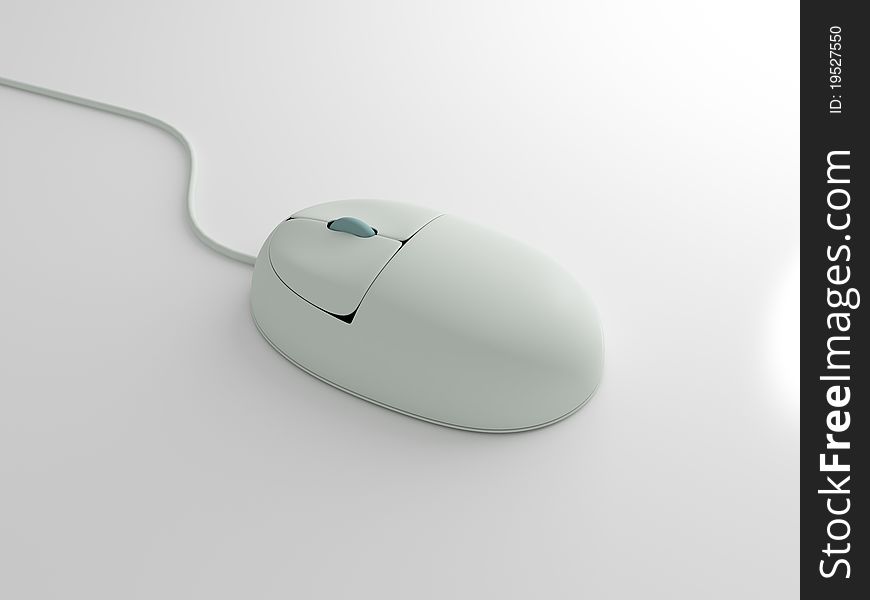 White computer mouse on white surface