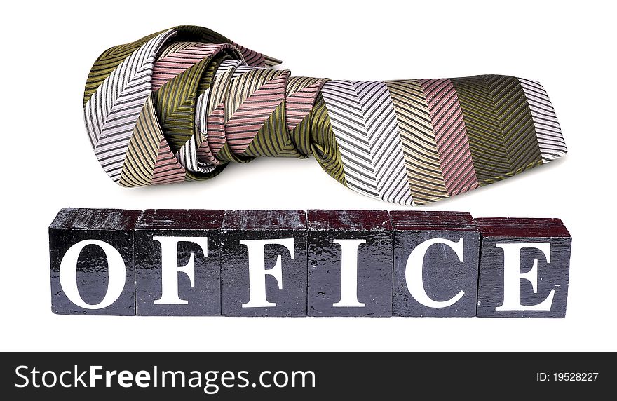Office tie with word office isolated on white background. Office tie with word office isolated on white background.