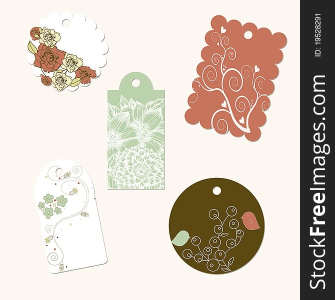 Collection of retro labels with flower swirls. Collection of retro labels with flower swirls.