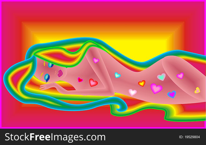 Silhouette of a woman on a colored background. Silhouette of a woman on a colored background