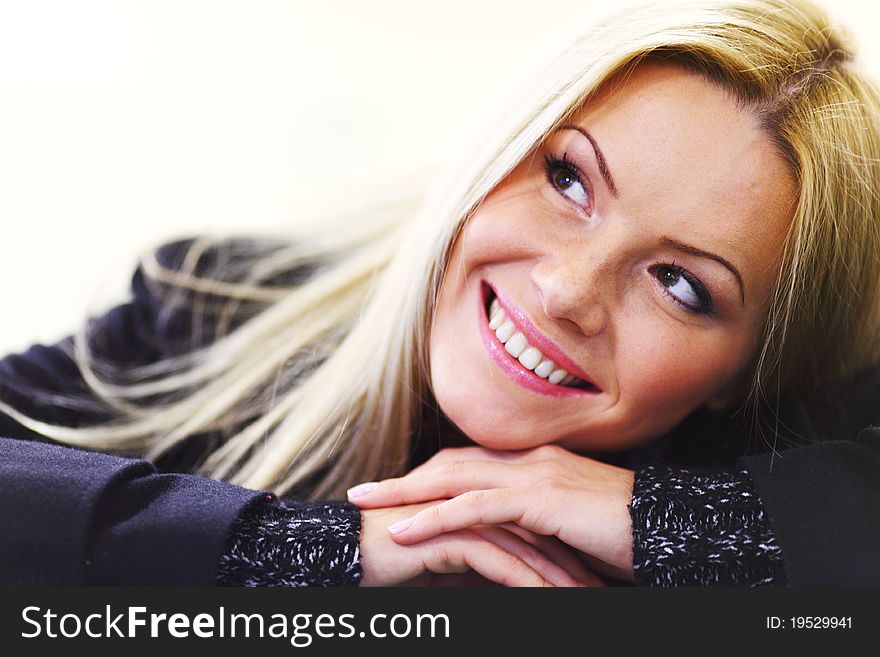 Young beautiful woman close up portrait. Young beautiful woman close up portrait