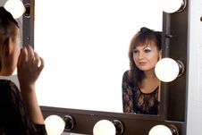 Cute Gothic Girl Looking At Herself Stock Image