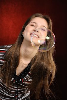 Young Girl Catch Soap Bubbles Stock Photos Young Girl Catch Soap Bubbles Stock Photos