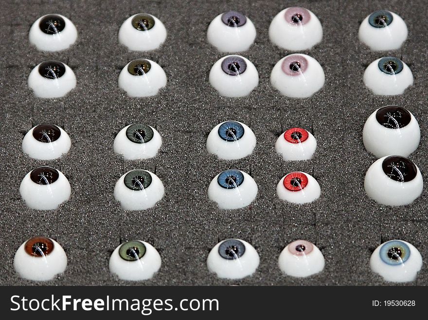 Different samples of dolls and toys artificial eyes. Different samples of dolls and toys artificial eyes