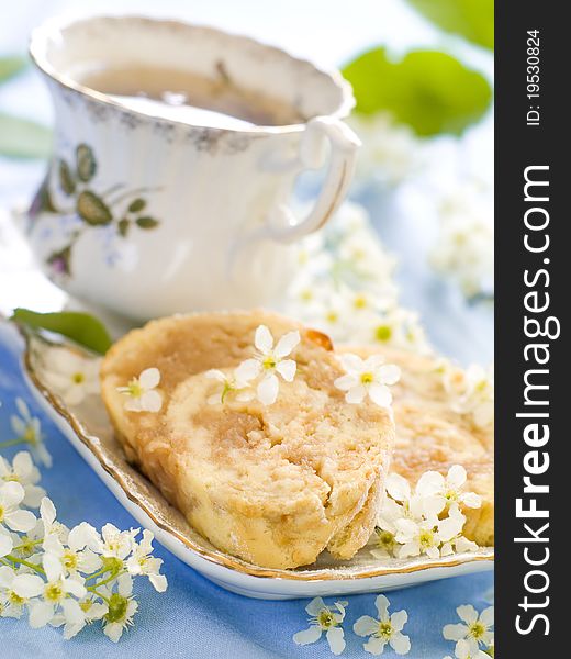 Baked roulades filled with apples, traditional cake. Baked roulades filled with apples, traditional cake