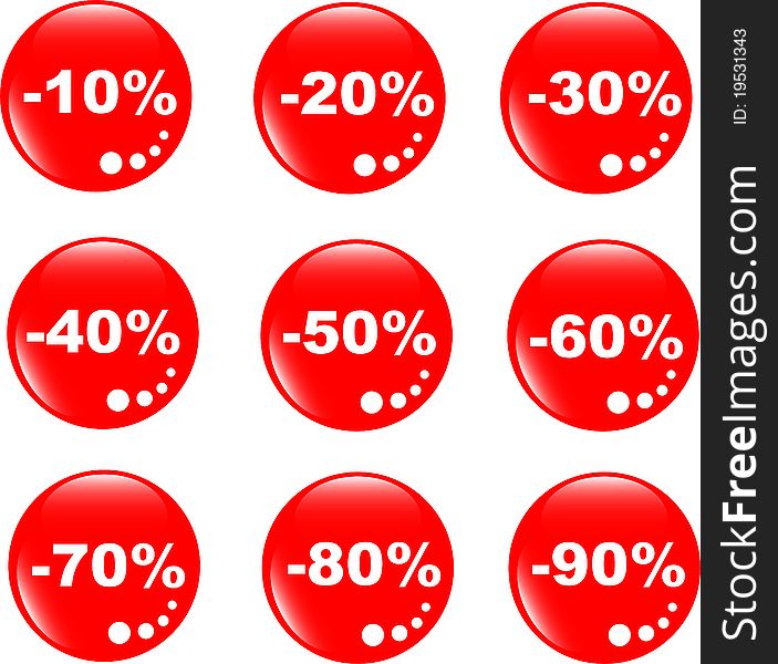 Discount label button web glass icon