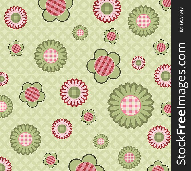 Pattern with cartoon flowers, . Pattern with cartoon flowers,