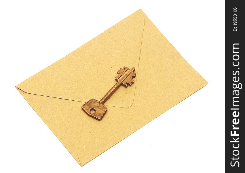 An old type key on the envelope. An old type key on the envelope