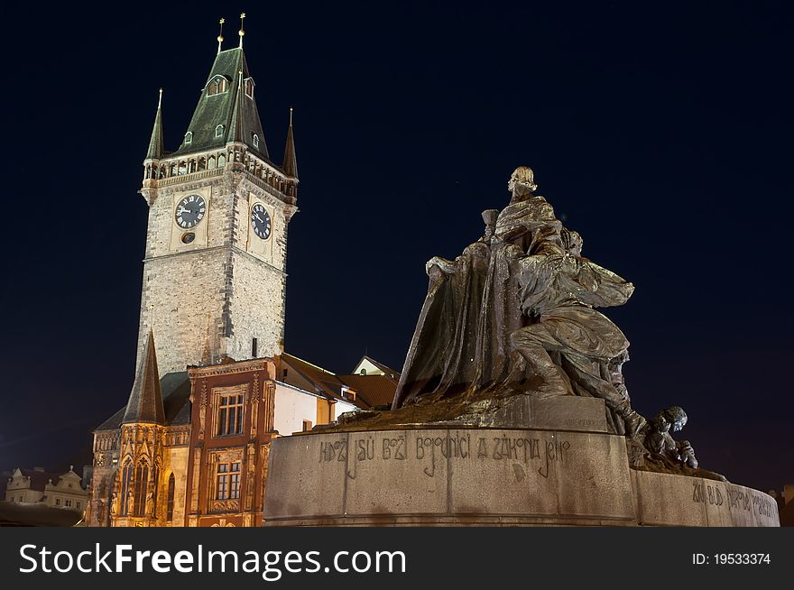 Master Jan Hus statue and the Prague Astronomical Clock. Master Jan Hus statue and the Prague Astronomical Clock.
