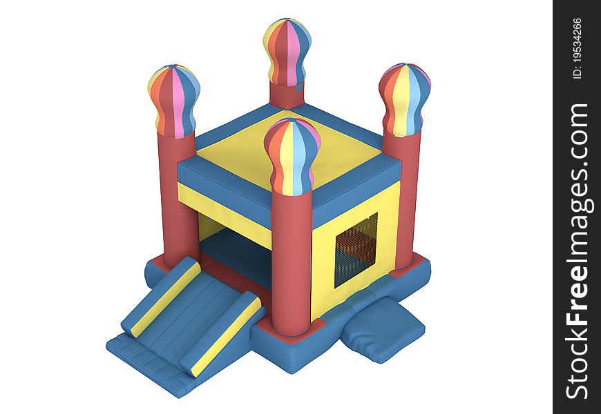 Rendered 3d isolated inflatable castle on white background