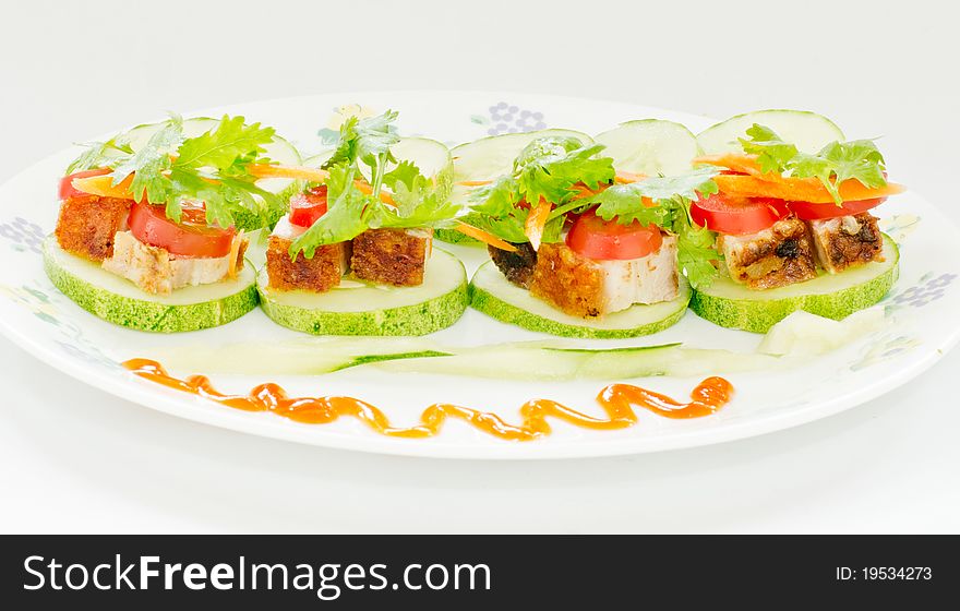 Traditional Chinese roasted pork on plate