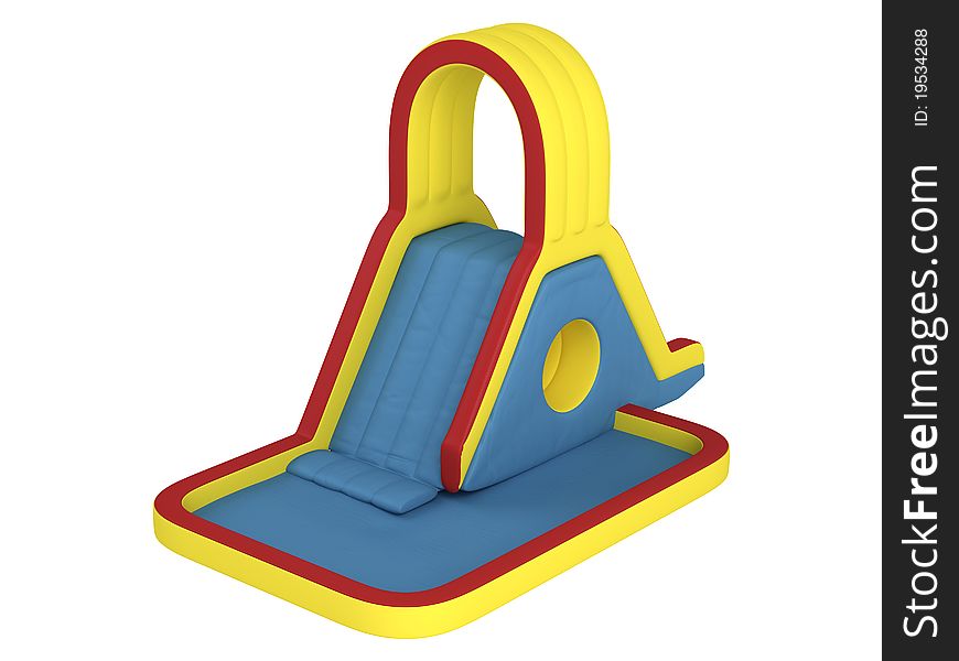 Rendered 3d isolated inflatable children`s slide on white background