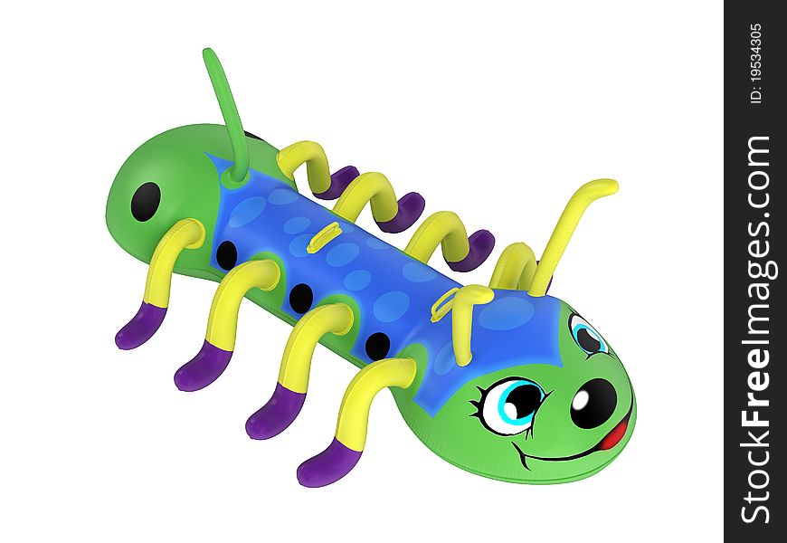 Rendered 3d isolated inflatable centipede toy on white background