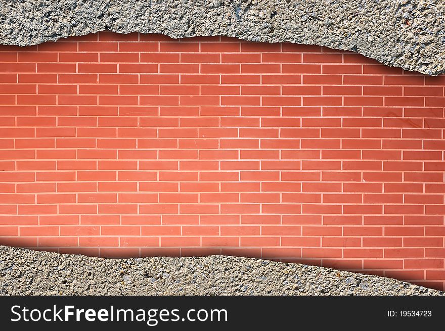 Rad brick wall and concrete wall. Rad brick wall and concrete wall