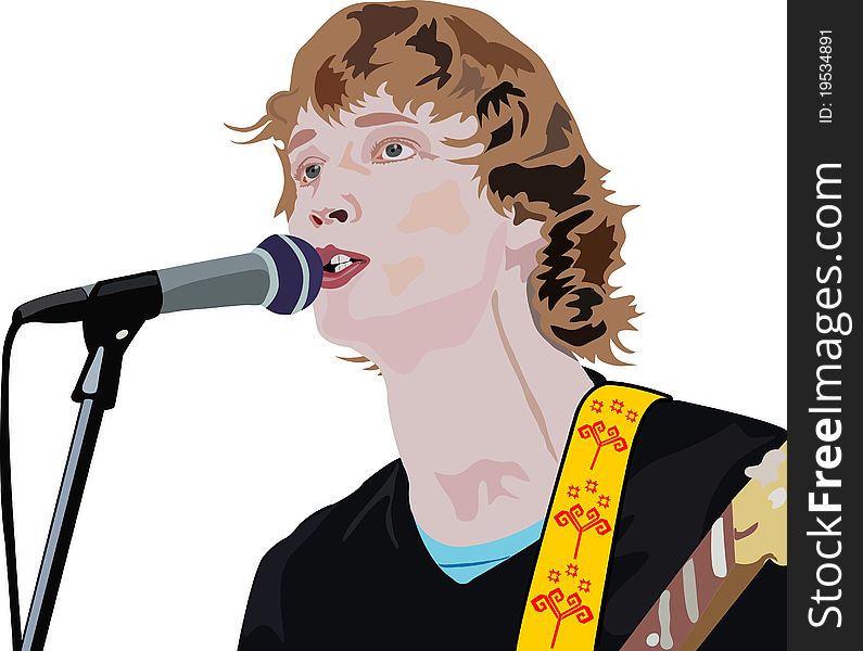 Illustration of handsome man is singing a song