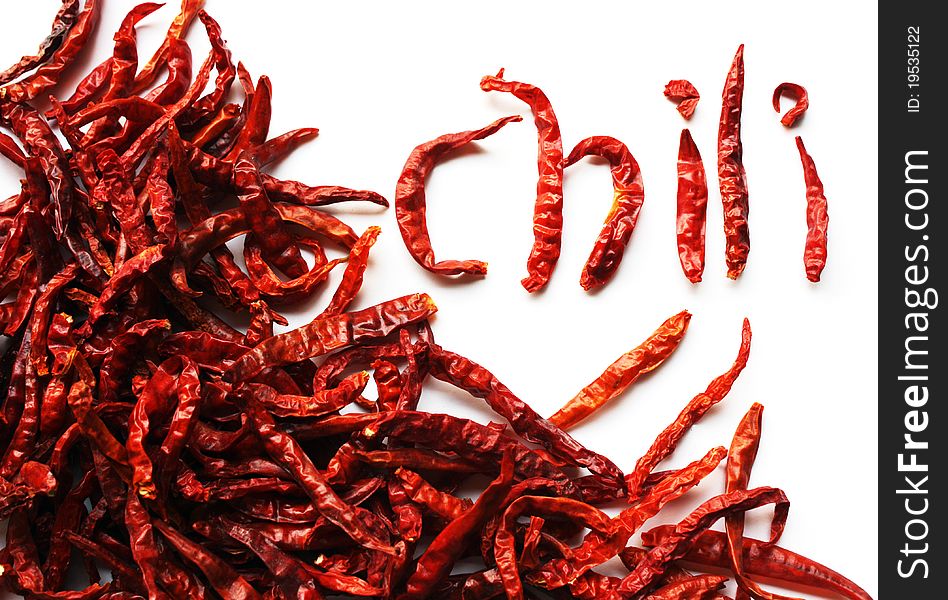 Dried Red Peppers On White Background