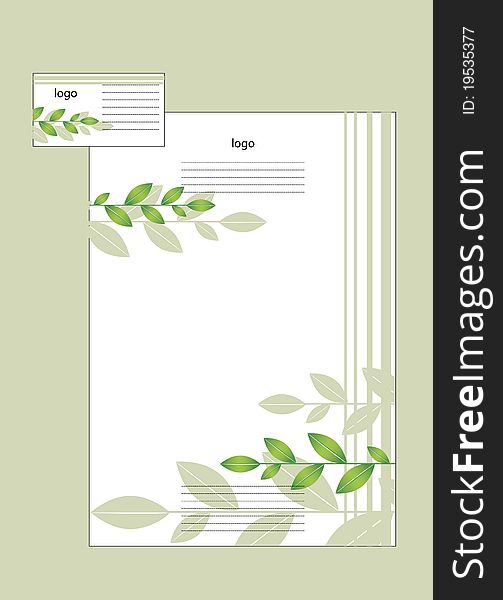 Discreet corporate identity with a plant elementamy