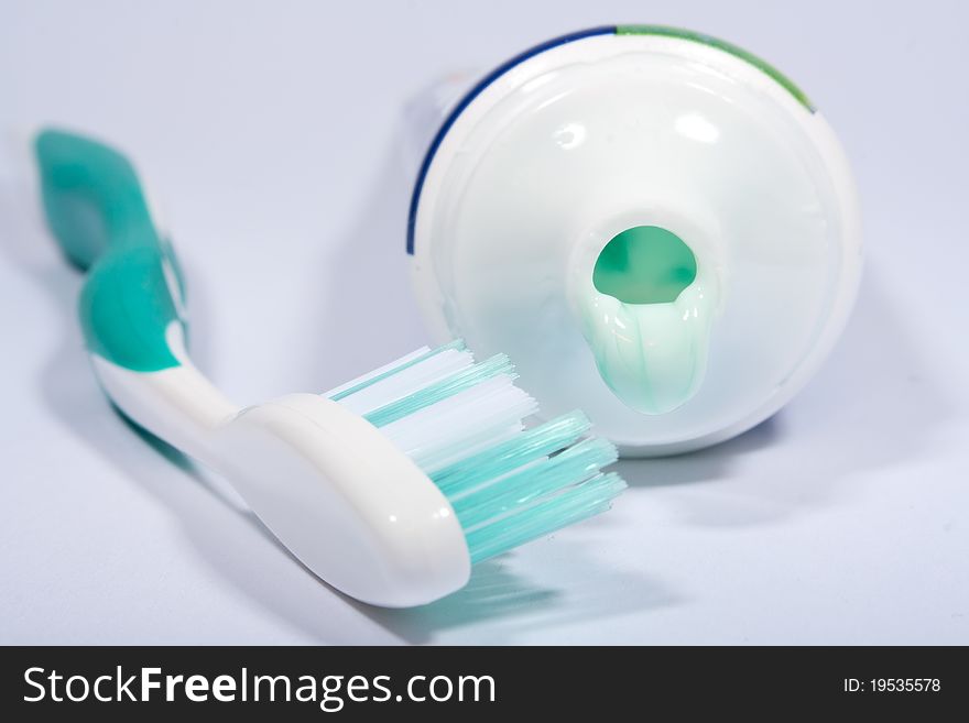 Close-up of a toothbrush and toothpaste