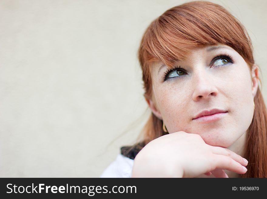 Single beautiful woman outdoor,close-up