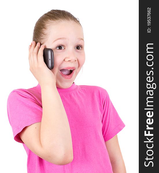 The Girl With Astonishment Speaks On The Phone