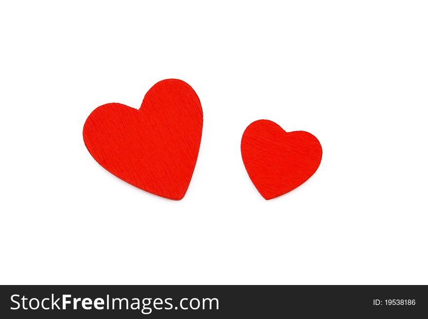 Two hearts against a white background