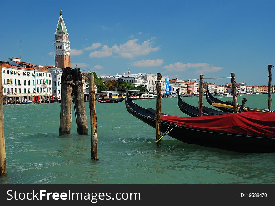 Venezia, view of San Marco with Gondolas on the Grand Canal. Venezia, view of San Marco with Gondolas on the Grand Canal.