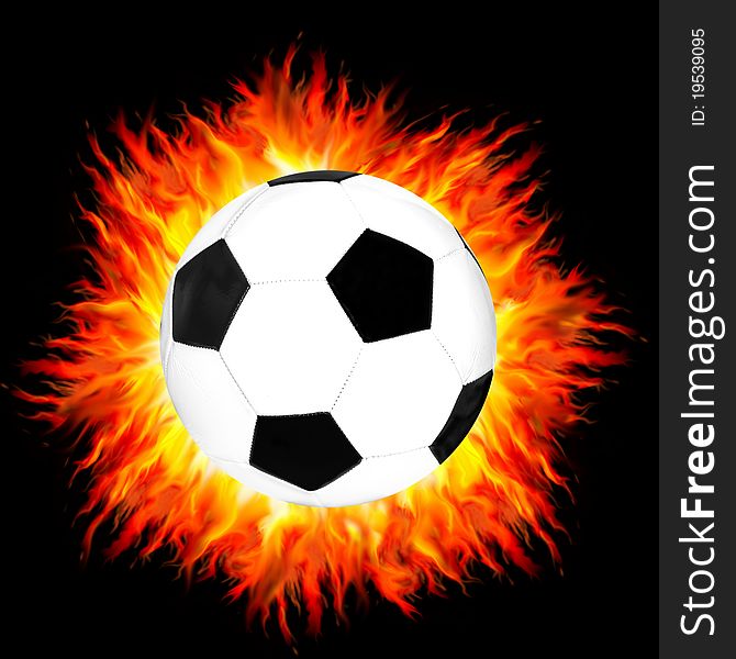 Foot ball on a fire background