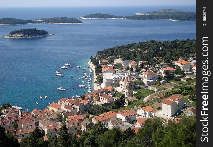 Panorama of Hvar old town in Croatia