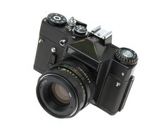 Old Analog SLR Camera On White Background. Royalty Free Stock Photography