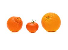Tangerine, Tomato And Orange White Background Stock Photos Tangerine, Tomato And Orange White Background Stock Photos