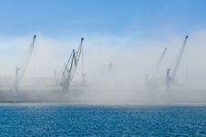 Cranes In The Mist Royalty Free Stock Photos