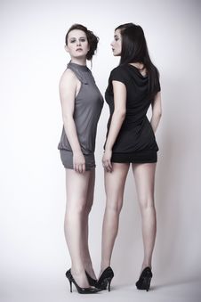 Fashion Image Of Two Beautiful Young Women Stock Images