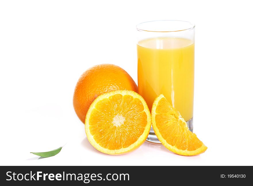 Fresh orange juice isolated on white background