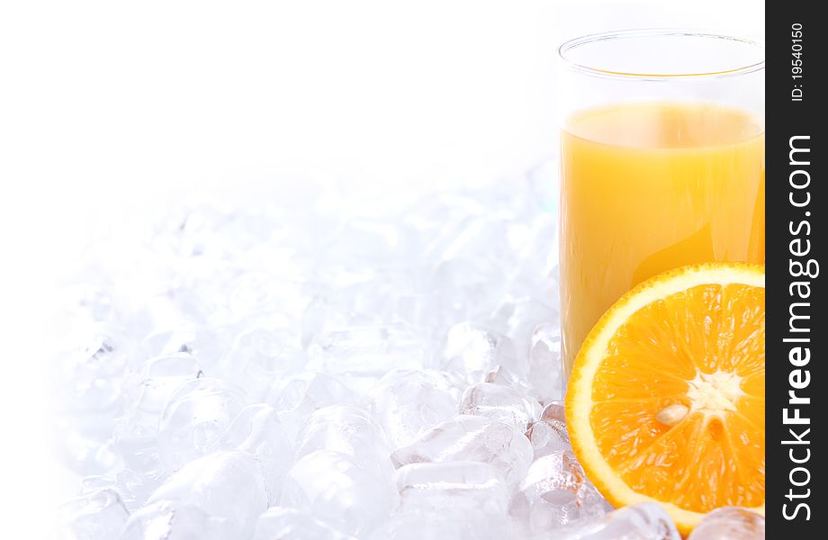 Fresh orange juice in ice