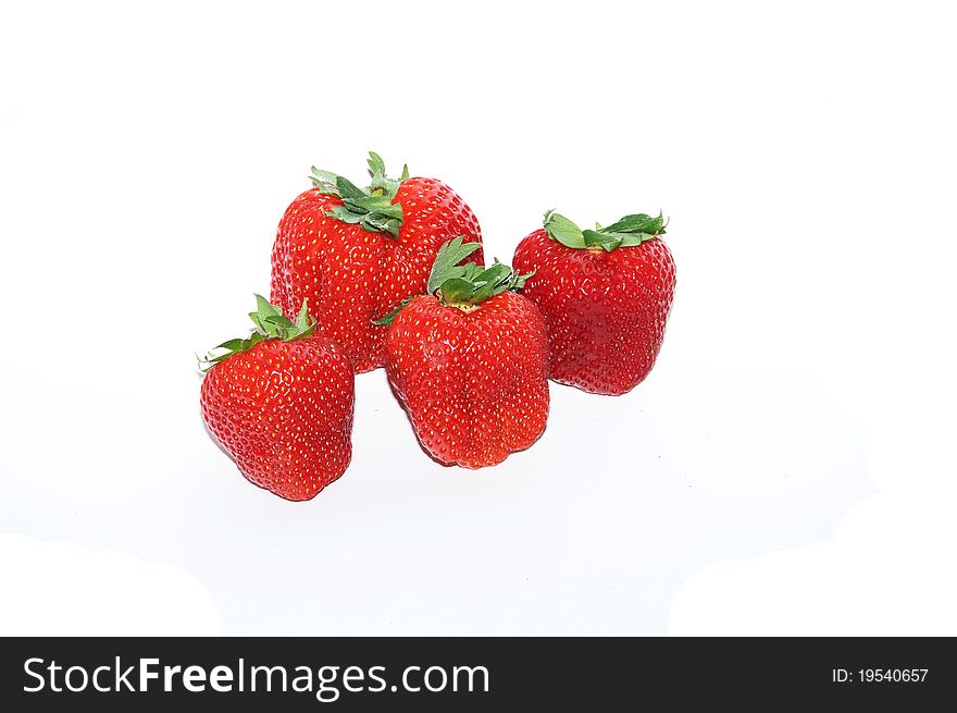 Isolated fruits: strawberries on white background. Isolated fruits: strawberries on white background
