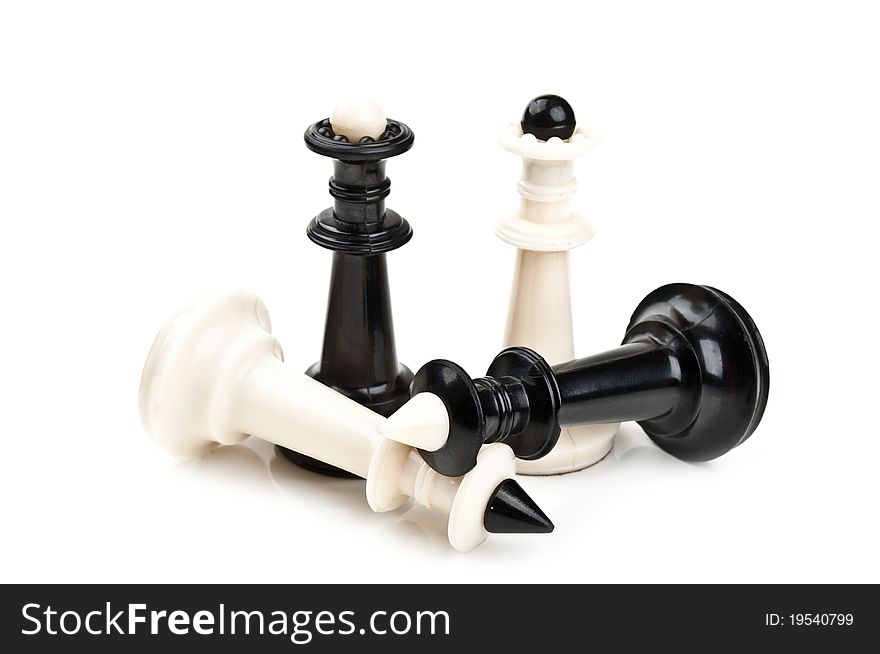 Ladies and kings chess isolated on a white background. Ladies and kings chess isolated on a white background