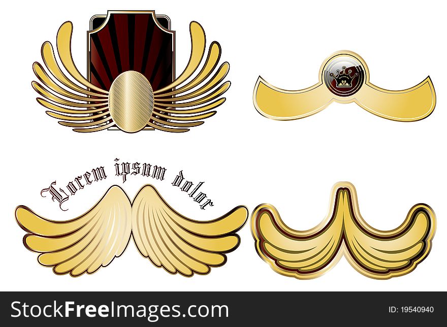 Decorative golden wings for the design