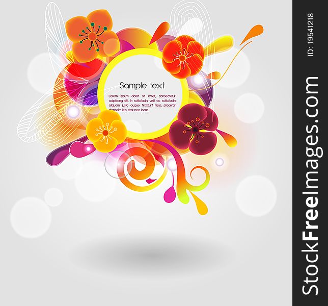 Bright vector shape with flowers. Bright vector shape with flowers