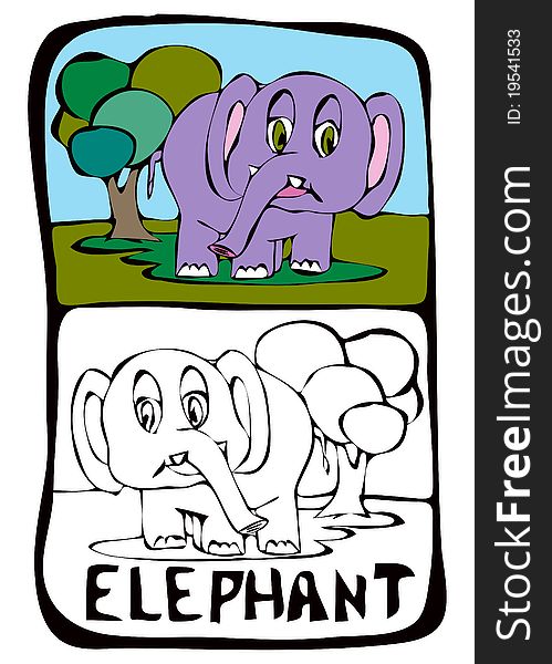 Coloring Book Page: Elephant