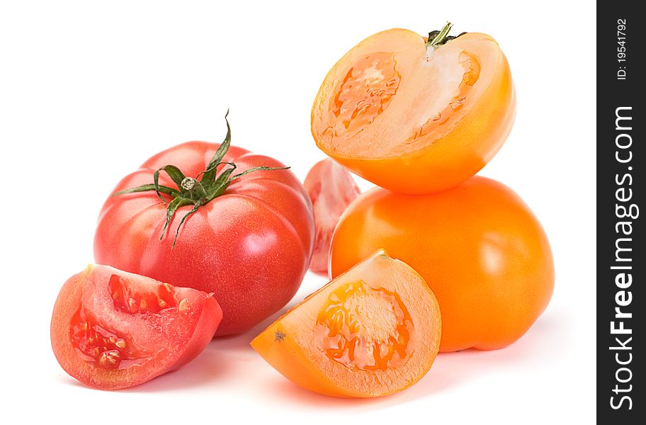 Fresh big tomato vegetable on white background