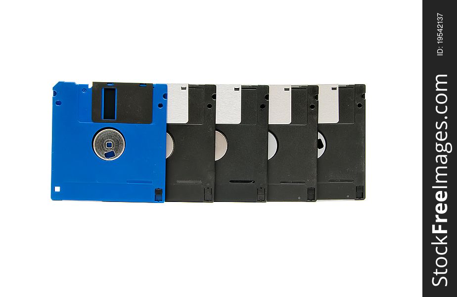 Floppy Black And Blue On White Background