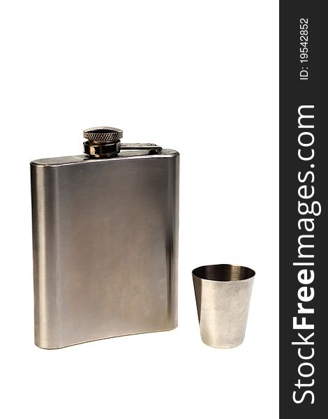 Metal Flask And Wine-glass