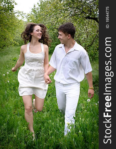 Full length portrate of Young couple in love