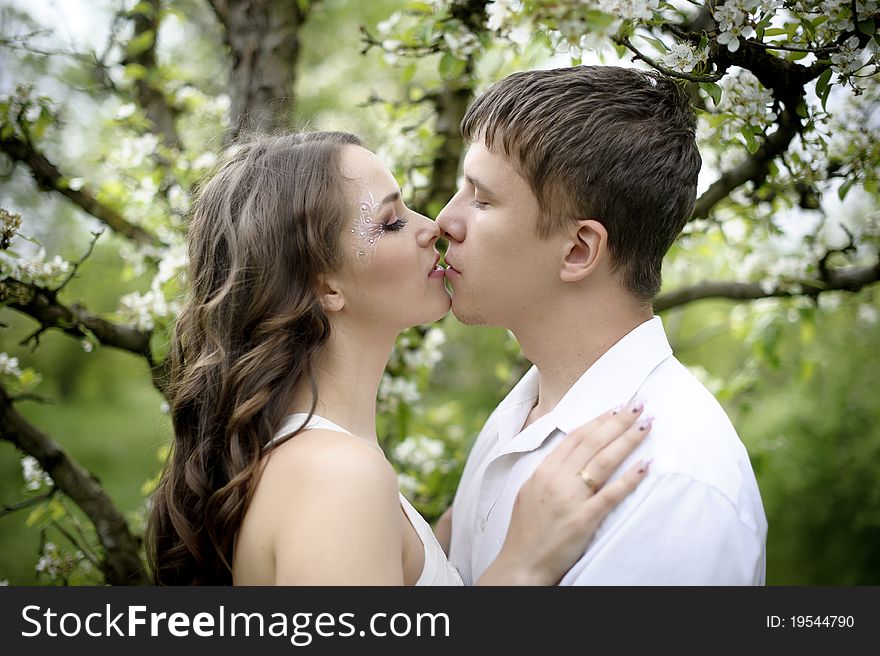 Full length portrate of Young couple in love