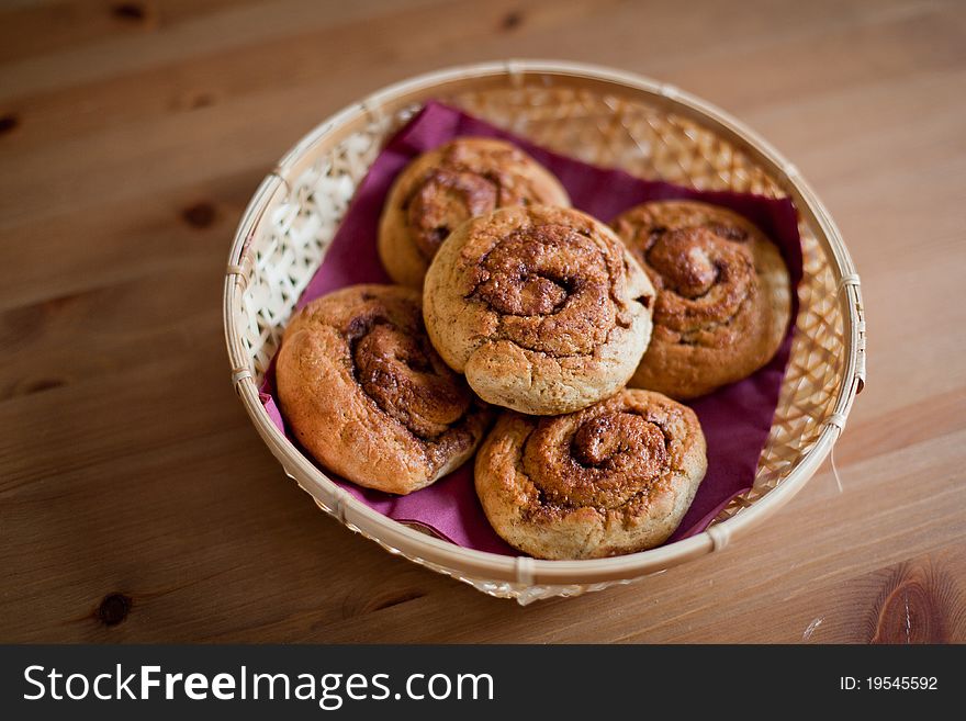 Close up of fresh homemade cinnamon rolls